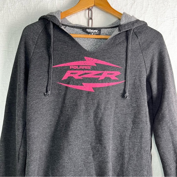 Polaris Womens Small S RZR Lightweight Hoodie Grey Fleece Pullover Hooded Jacket - Picture 6 of 16